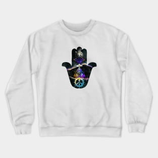 Hand of Fatima, Mystical Hamsa Hand or Hand of the Goddess Crewneck Sweatshirt